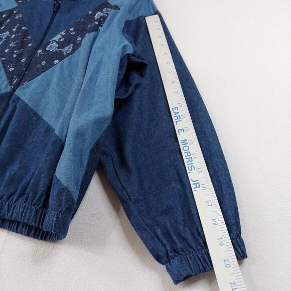 Vintage Coco Bay Miami Women Zip Jacket Denim 80s Medium Damaged Zipper Grandma - Picture 10 of 15